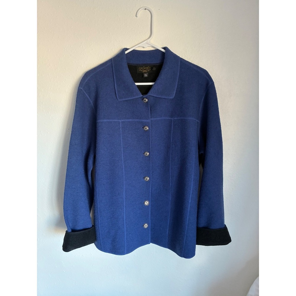 Icelandic Design Blue‎ Wool Blend Button Front Jacket Women's XL